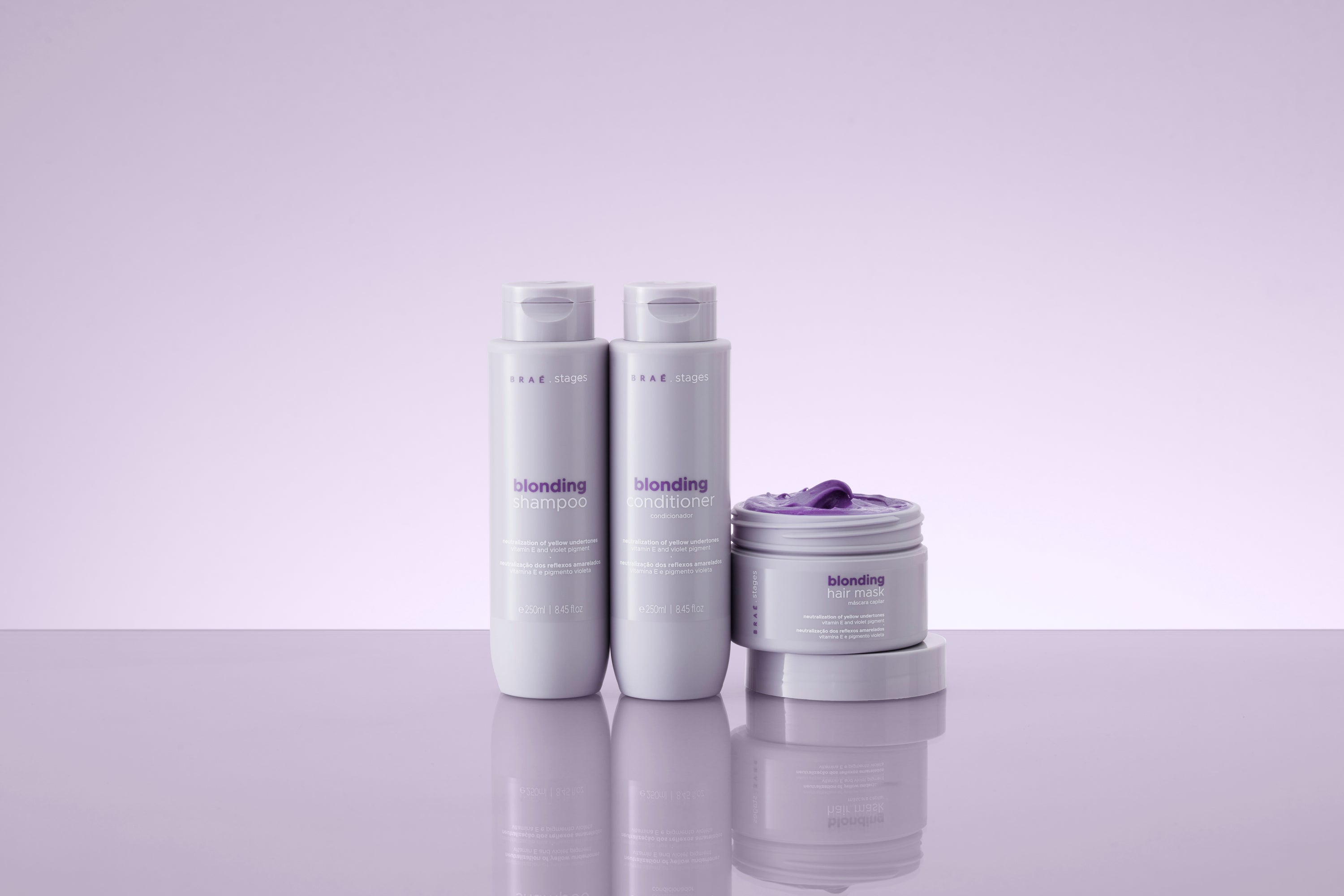 Braé Stages Blonding Kit – Shampoo 250ml + Conditioner 250ml + Hair Mask 200g