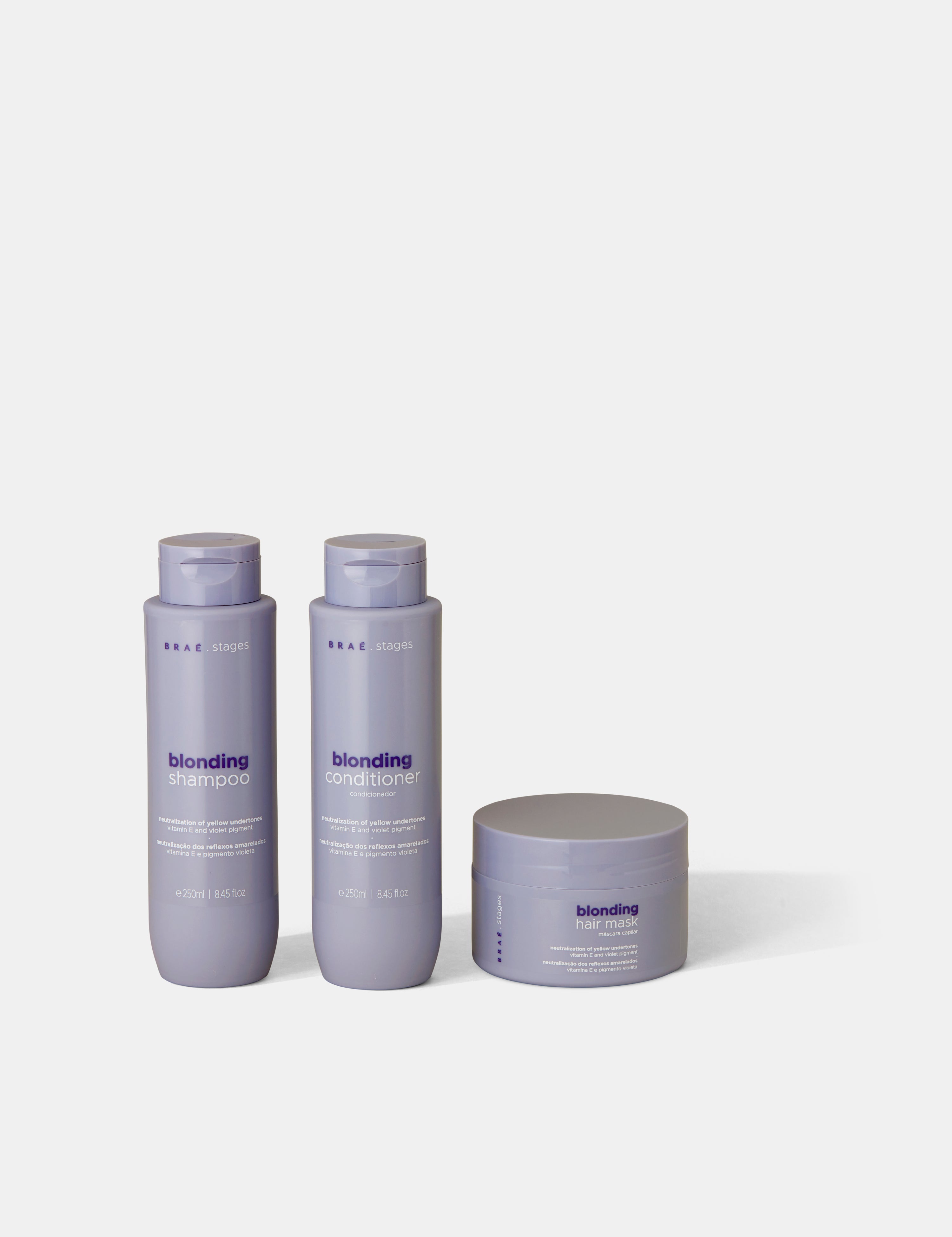 Braé Stages Blonding Kit – Shampoo 250ml + Conditioner 250ml + Hair Mask 200g