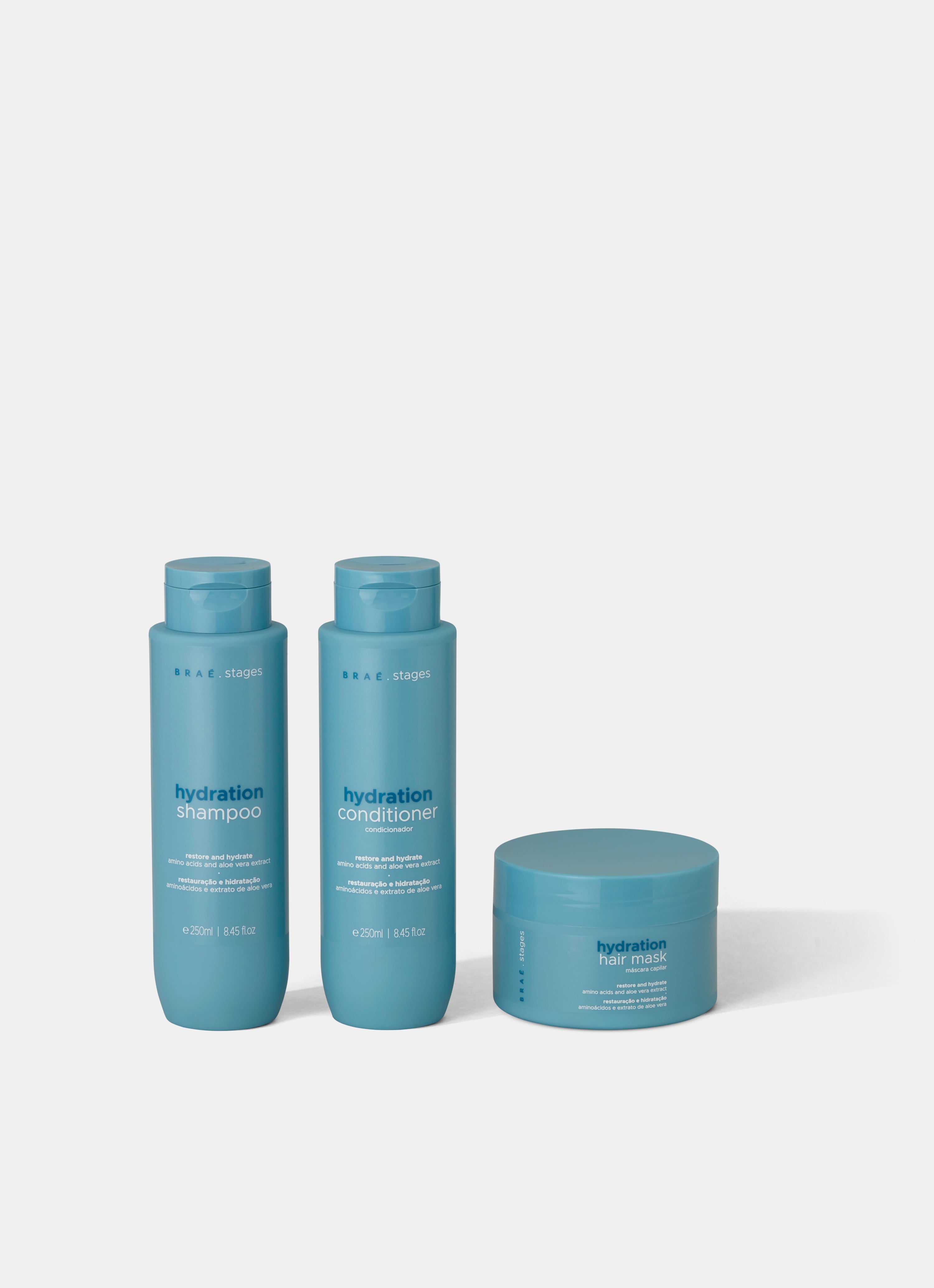 Braé Stages Hydration Kit – Shampoo 250ml + Conditioner 250ml + Hair Mask 200g