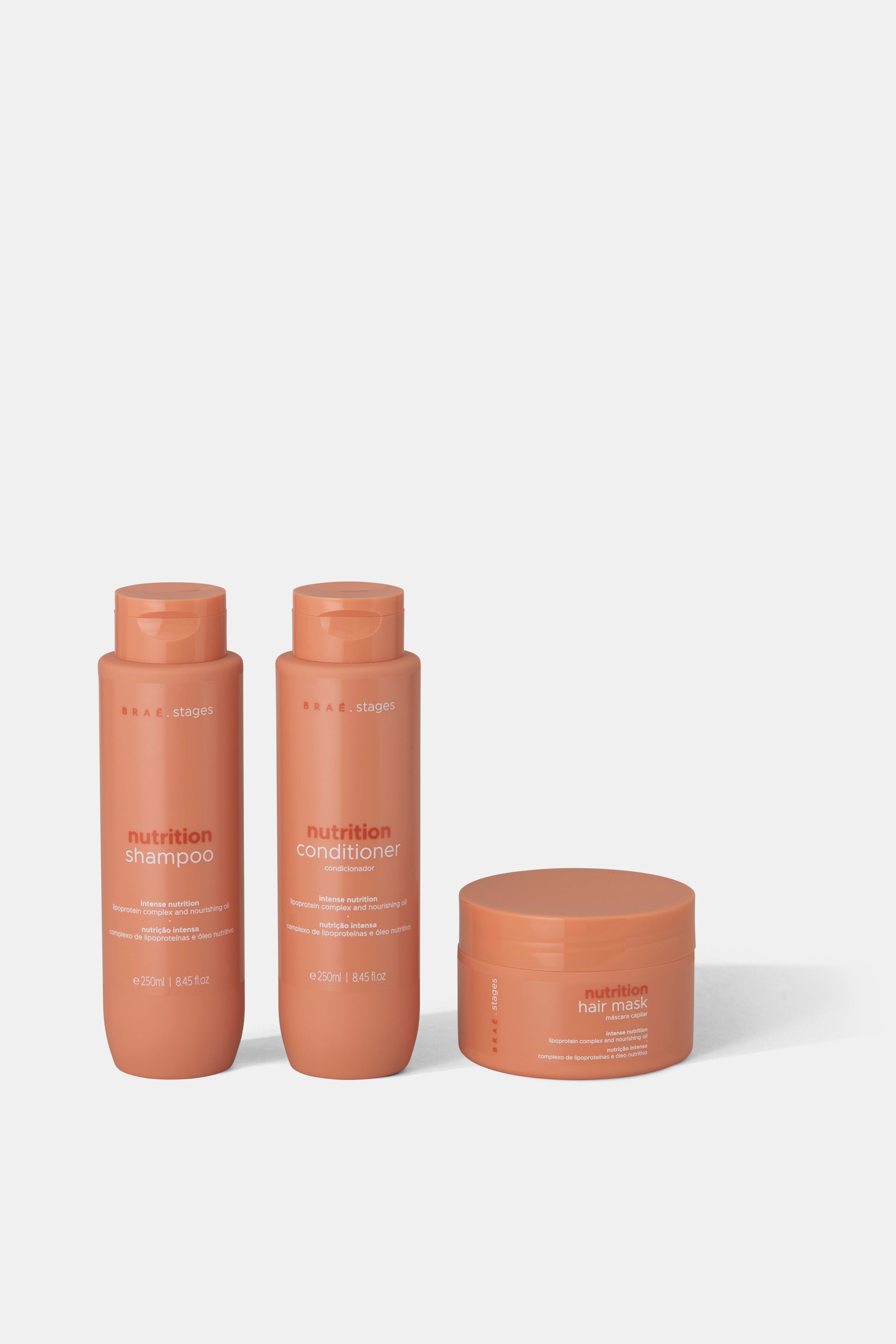 Braé Stages Nutrition Kit – Shampoo 250ml + Conditioner 250ml + Hair Mask 200g